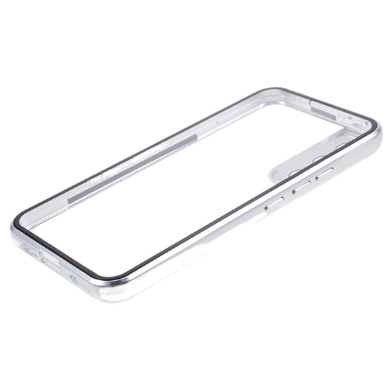 θήκη για το Samsung Galaxy S21, Magnetic Dual Glass, ασημένια