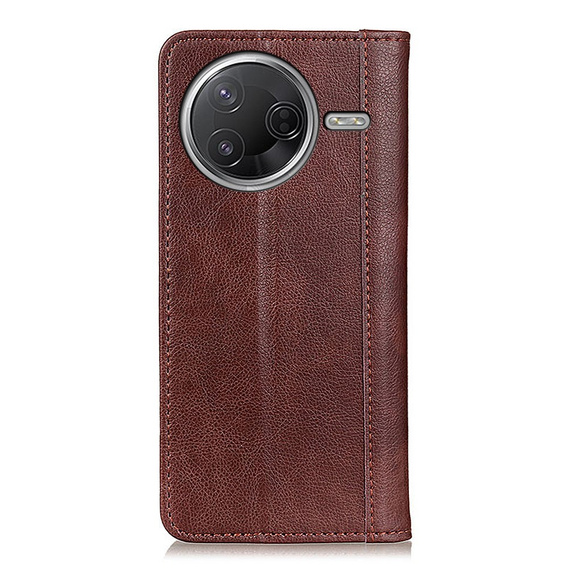 θήκη με πτερύγιο για Xiaomi Poco F7 Pro / F7 Ultra, Split Leather, καφέ