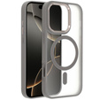 Θήκη για iPhone 16 Pro Max, για MagSafe, ERBORD Μatt Case, διαφανές / τιτάνιο + Γυαλί οθόνης