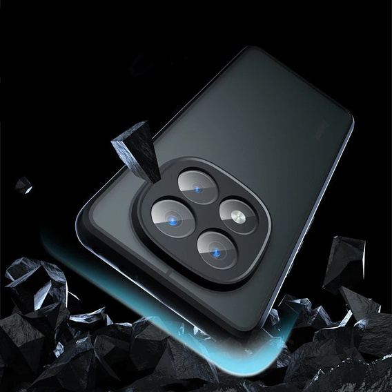 θήκη σιλικόνης για Xiaomi Redmi Note 14 Pro 5G /  Poco X7 5G, με προστασία κάμερας, διαφανής / μαύρη + γυαλί 9H, μετριασμένο