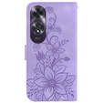 Θήκη με πτερύγιο για Oppo A60, Lily Flower, μωβ