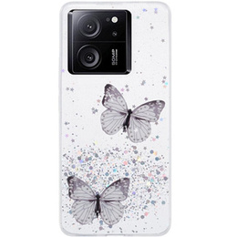 Θήκη για Xiaomi 13T / 13T Pro / Redmi K60 Ultra, Glitter Butterfly, λευκή
