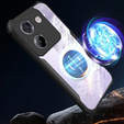 Θήκη για Xiaomi Poco M7 Pro 5G, με μαγνητική πλάκα, διαφανής / μαύρη