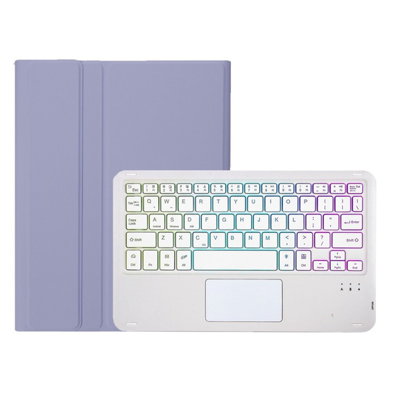 Θήκη με φωτιζόμενο πληκτρολόγιο bluetooth touchpad για iPad 10.9" 2022 (10 gen.), μωβ