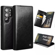 θήκη flip για Samsung Galaxy S25 Ultra, QIALINO Leather Wallet, μαύρη