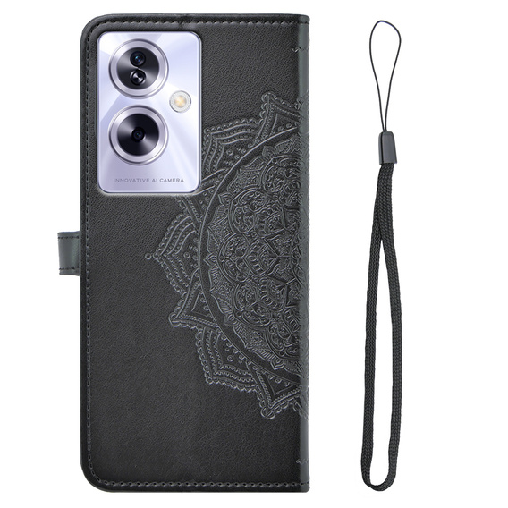 Θήκη με πτερύγιο για Oppo A79 5G, Mandala, μαύρη