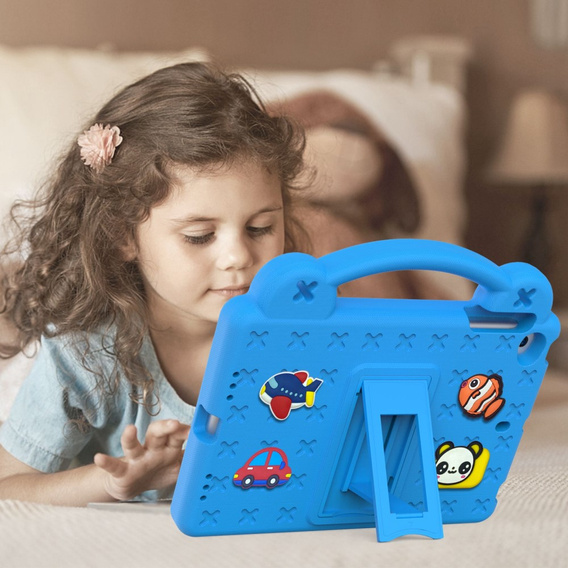 Παιδική θήκη για iPad mini 7.9" 2019/2015/2014/2013/2012 (5/4/3/2/1 gen.), Cute Patterns, με βάση, μπλε