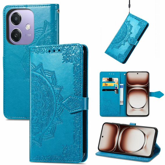Θήκη με πτερύγιο για Oppo A40 / Oppo A40m, Mandala, μπλε