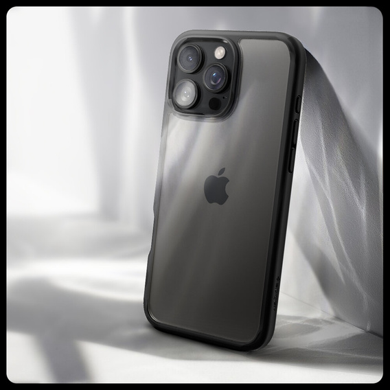 θήκη Spigen για iPhone 16 Pro, Ultra Hybrid, μαύρη + μετριασμένο γυαλί 9H