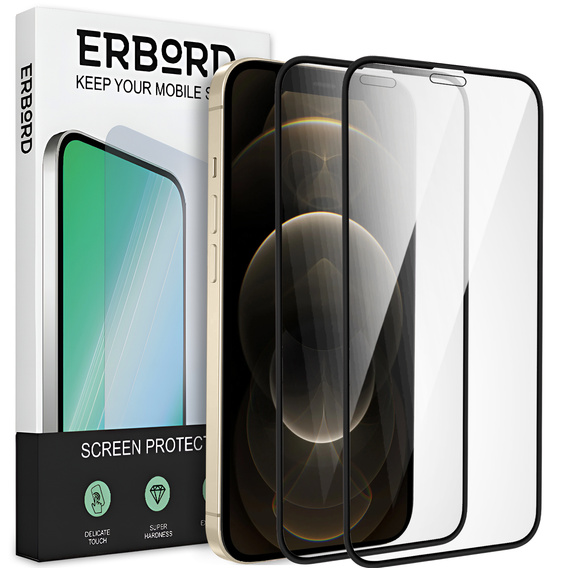 2x Κεραμικό υβριδικό γυαλί ERBORD για iPhone 12 / 12 Pro