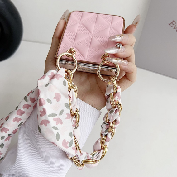 Θήκη για Samsung Galaxy Z Flip6 5G, Grid Leather, ροζ
