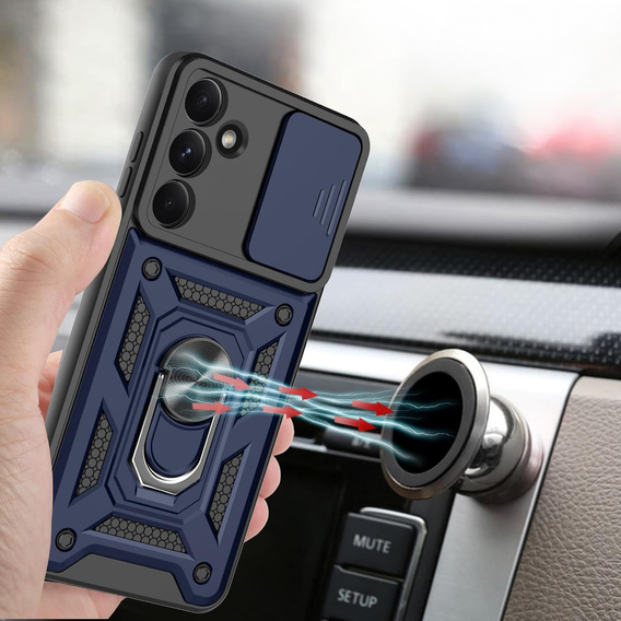 Θωρακισμένη θήκη για Samsung Galaxy A26, CamShield Slide, μπλε + Μετριασμένο γυαλί 9H