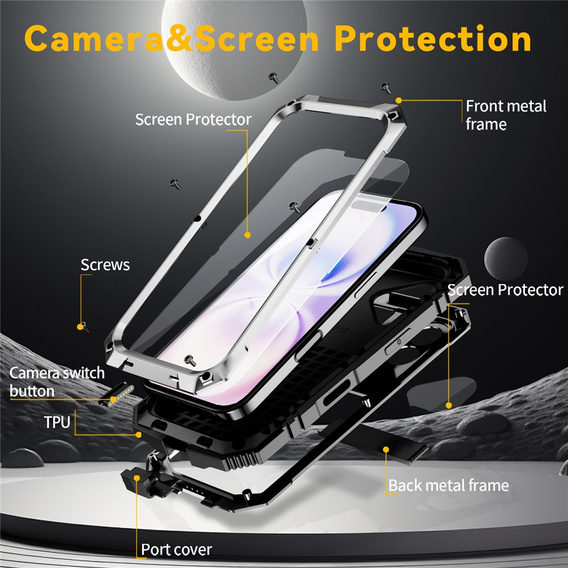 Θήκη R-JUST με βάση και ενσωματωμένο γυαλί για iPhone 17