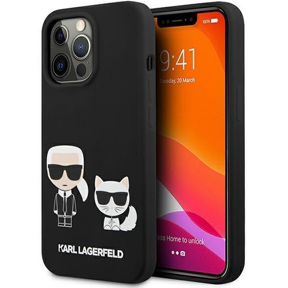 Karl Lagerfeld Θήκη για iPhone 13 Pro, Silicone Karl&Choupette, μαύρη