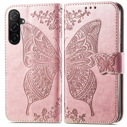Θήκη με πτερύγιο για Samsung Galaxy A26, Butterfly, ροζ rose gold