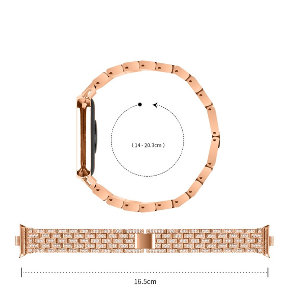 Διαμαντένιο βραχιόλι για Xiaomi Smart Band 8 Pro, ροζ ροζ χρυσό