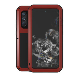 Love Mei Θήκη για Samsung Galaxy S21 FE, armored with glass, κόκκινη