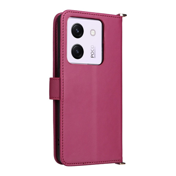 Θήκη με πτερύγιο για Xiaomi Poco M7 Pro 5G, Crossbody Leather Wallet, μπορντό