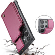CASEME flip case για Samsung Galaxy S25 Ultra, Litchi Wallet, κόκκινη