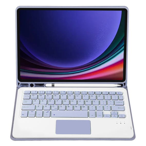 Θήκη + πληκτρολόγιο Samsung Galaxy Tab S9, Leather Pen Slot TouchPad, μωβ