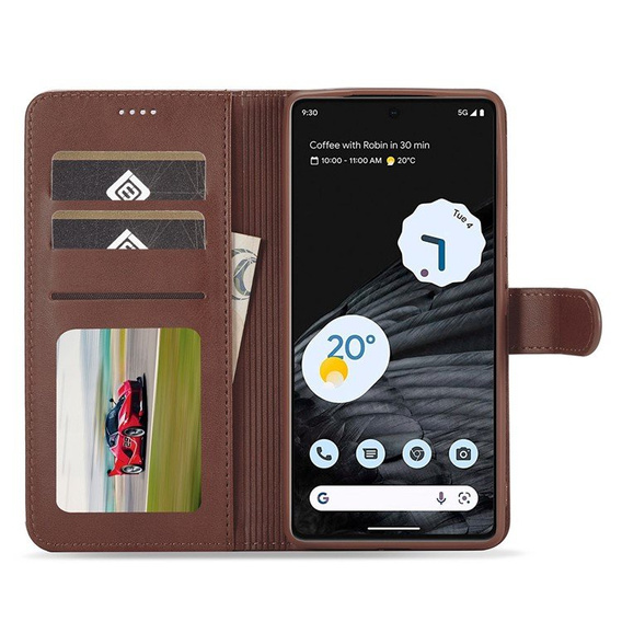 Θήκη με πτερύγιο για Google Pixel 7 Pro 5G, LC.IMEEKE, καφέ