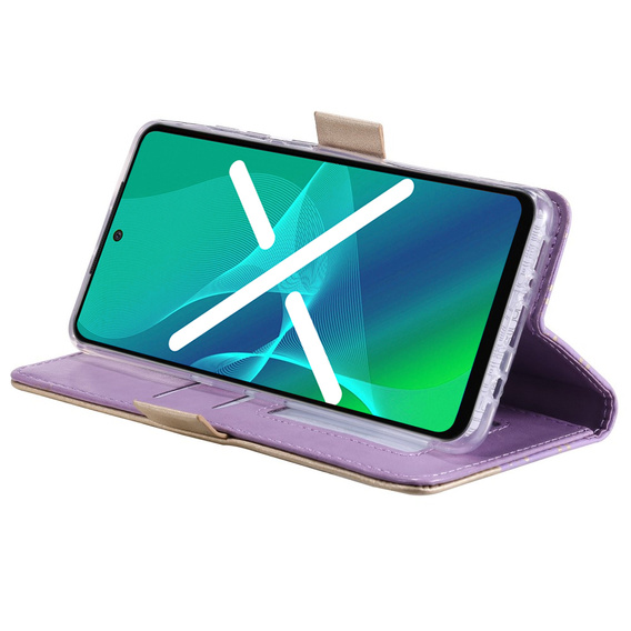 θήκη πτερύγιο για Samsung Galaxy S22+ Plus 5G, Wallet Pocket Zipper Lace, μωβ