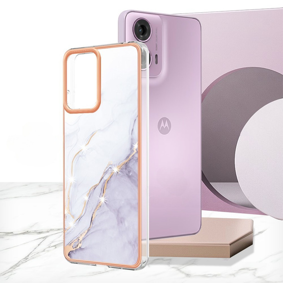 Προστατευτική θήκη για Motorola Moto G24 / G24 Power / G04, Marble Slim Case, λευκή