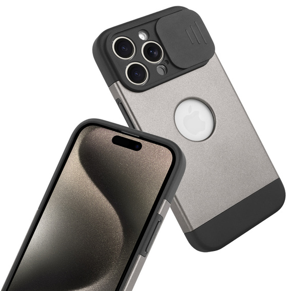 Θήκη για iPhone 15 Pro Max, ERBORD MagProtect Slide Camera, γκρι τιτανίου