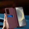 Αναδιπλούμενη θήκη για Samsung Galaxy S25 Edge, Smart View Wallet, μπορντό