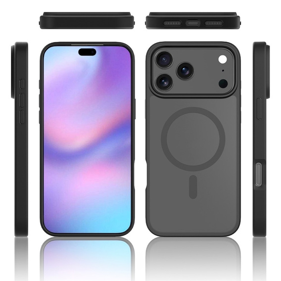 Ματ θήκη για iPhone 17 Pro, για MagSafe, ημιδιαφανές μαύρο
