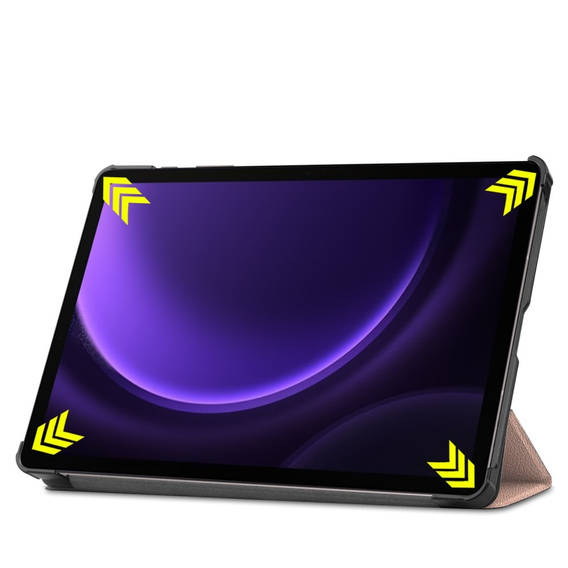 Θήκη για Samsung Galaxy Tab S9 FE, τρίπτυχη, ροζ rose gold 