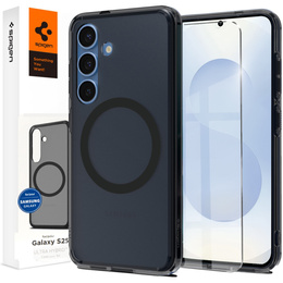 Θήκη MagSafe Spigen για Samsung Galaxy S25, Ultra Hybrid, διαφανής / μαύρη + Μετριασμένο γυαλί 9H