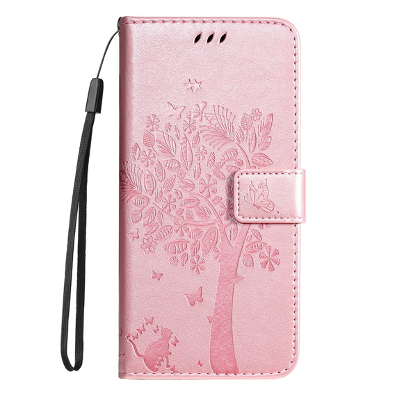 Θήκη με πτερύγιο για Xiaomi 13T / 13T Pro, δέντρο, ροζ rose gold
