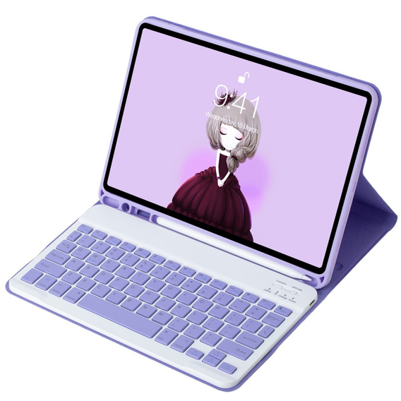 Θήκη με πληκτρολόγιο bluetooth για iPad 11" 2025 A16 (11 gen.) / iPad 10.9" 2022 (10 gen.), μωβ