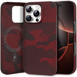 Θήκη για iPhone 16 Pro Max, Aramid Fiber MagSafe, κόκκινη