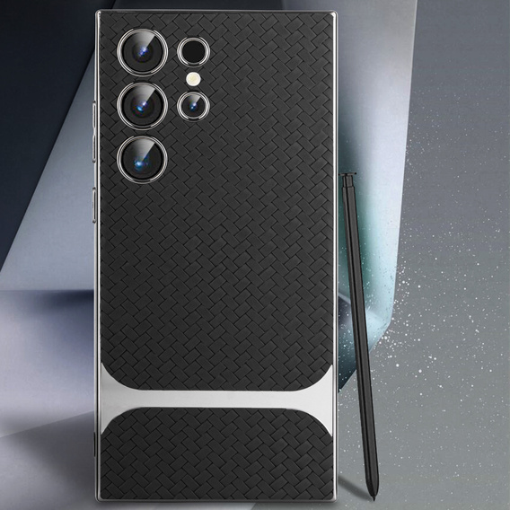 Θήκη για Samsung Galaxy S24 Ultra, GKK Woven Leather, μαύρη