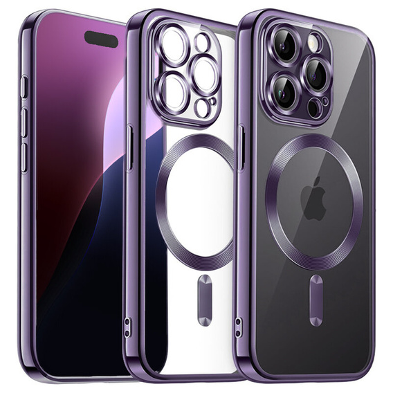 Θήκη για iPhone 16 Pro Max, Electro MagSafe, μωβ + Γυαλί για την οθόνη