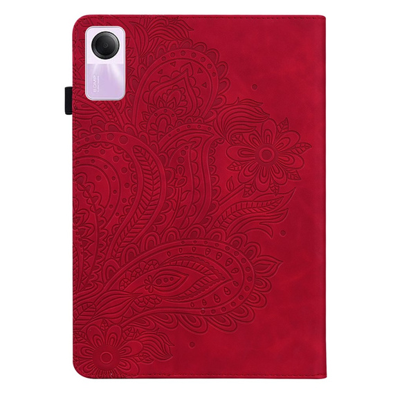 θήκη με πτερύγιο για Xiaomi Redmi Pad SE 11", flower, κόκκινη