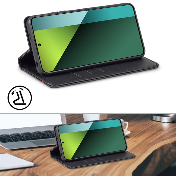 Θήκη με πτερύγιο για Xiaomi Redmi Note 13 Pro 4G / Xiaomi Redmi Note 14S / Xiaomi Poco M6 Pro 4G, Carbon LC.IMEEKE, μαύρη