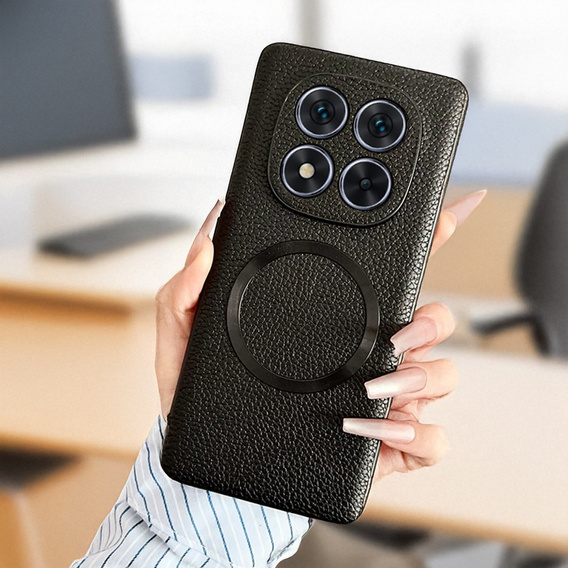 Θήκη για Xiaomi Redmi Note 14 Pro 5G, Leather Hybrid MagSafe, μαύρη