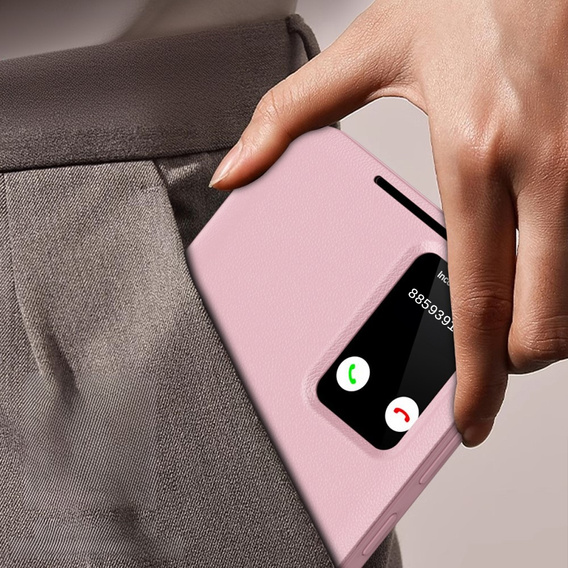 Αναδιπλούμενη θήκη για Samsung Galaxy S23 Ultra, Smart View Wallet, ροζ