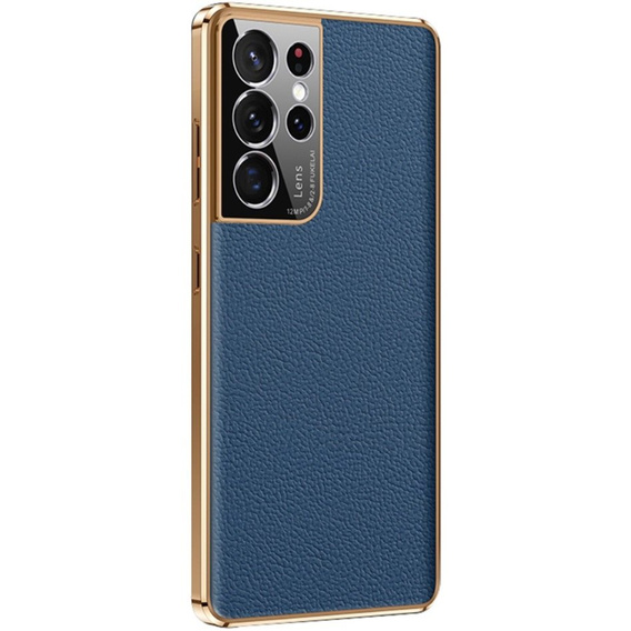 Θήκη για Samsung Galaxy S23 Ultra, Cowhide Leather, σκούρο μπλε