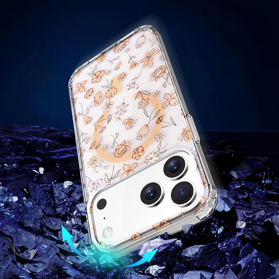 Μαγνητική θήκη με λουλουδάτο σχέδιο λέιζερ για iPhone 17 Pro