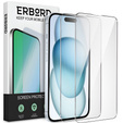 2x Μετριασμένο γυαλί για iPhone 15 Plus, ERBORD 9H Hard Glass στην οθόνη