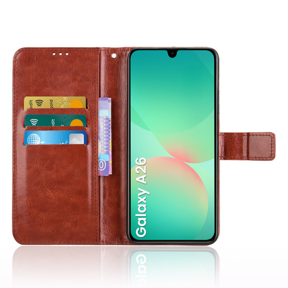 Θήκη με πτερύγιο για Samsung Galaxy A26, Crazy Horse Wallet, καφέ