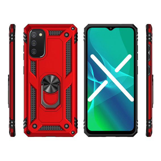 θωρακισμένη θήκη για Samsung Galaxy A03s, Nox Case Ring, κόκκινη