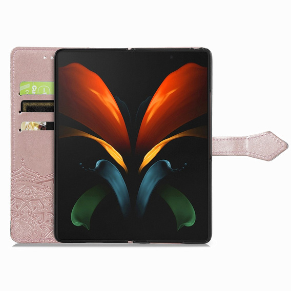 Θήκη με πτερύγιο για Samsung Galaxy Z Fold3 5G, Mandala, ροζ rose gold