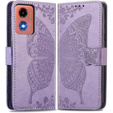 Θήκη με πτερύγιο για Motorola Moto E14, Butterfly, μωβ