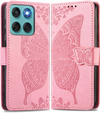 Θήκη με πτερύγιο για Motorola Edge 60 / 60 Fusion, Butterfly, ροζ rose gold
