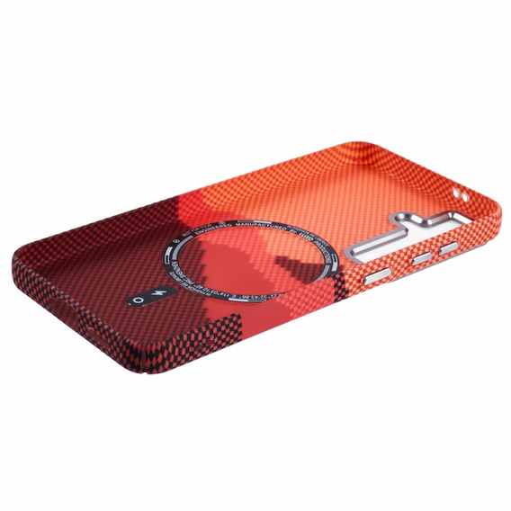 Θήκη για Samsung Galaxy S25, ανθρακονήματα MagSafe, πορτοκαλί